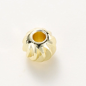 18K gold-plated copper spacer bead with spiral texture for DIY bracelet jewelry making