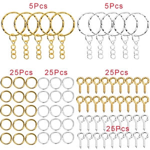 Kit DIY porte-clés avec anneaux brisés et pitons à vis en finition dorée et argentée