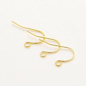 Polished 14K gold plated brass ear hooks for DIY jewelry making set of three pieces