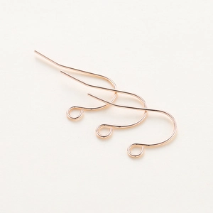 Polished rose gold fish hook earring wires with closed loops for DIY jewelry making