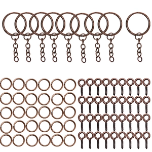 Kit de porte-clés DIY avec anneaux en bronze, anneaux ouverts et vis à œillet