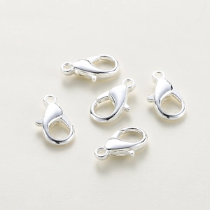 Five polished silver lobster clasps for DIY jewelry making of necklaces and bracelets