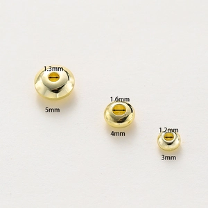 Polished 18K gold-plated spacer beads in 3mm, 4mm, and 5mm sizes for DIY jewelry