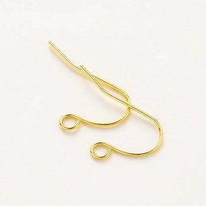 Classic 14K gold plated brass fishhook earrings with closed loop for DIY jewelry making