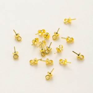 DIY 14K vergulde koperen parelhouders met pin en ring voor het maken van sieraden