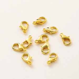 Set of eight polished gold-plated lobster clasps for DIY jewelry making and chain repair