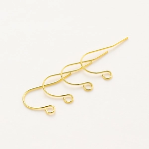 Polished 14K/18K gold plated brass U-shaped earring hooks for DIY jewelry making