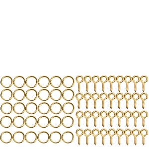 Vue détaillée du kit bijoux DIY avec anneaux ouverts et vis à œil plaqués or