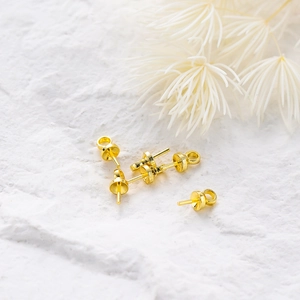 Gold Plated Copper Artificial Pearl Cup Peg Bails Connectors For Half Drilled Beads Handcraft DIY Jewelry Making Findings For Pendants