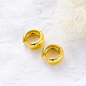 Minimalist 14K Gold Plated Copper Hoop Earrings Geometric Smooth Round Ear Buckle For Women DIY Jewelry Making Findings