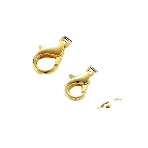 Polished 18k gold plated lobster clasps in 0.5mm and 0.8mm sizes for jewelry DIY