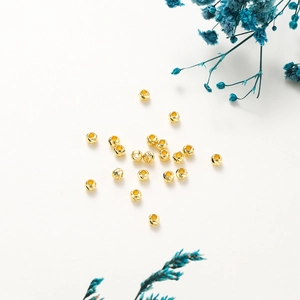 Polished 14K gold-plated spacer beads with diamond-cut texture for DIY jewelry making