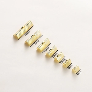 18K gold plated ribbon crimp ends in 7 sizes from 6mm to 25mm for DIY jewelry making