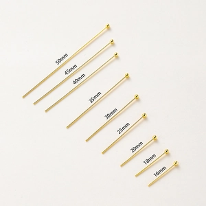Multiple sizes of 14K gold plated copper ball head pins for DIY jewelry making crafts