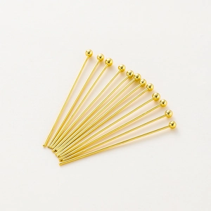 Gold Plated Copper Ball Head Pins For DIY Jewelry Making Findings Accessories High Quality Metallic Straight Head Pins