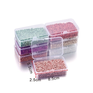 Colorful irregular DIY glass crushed stones in a transparent plastic box, 8.5x5.5x2.5cm