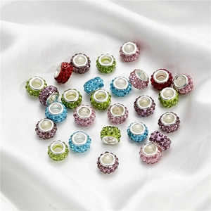 Cuentas Europeas de Agujero Grande DIY Aleación Strass Arcilla Polimérica Dijes Para Fabricación de Joyas Pulseras Mujer Artesanía
