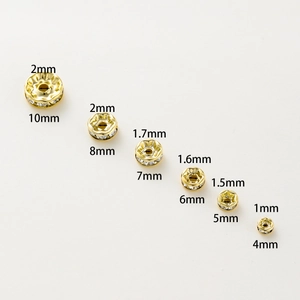 Cuentas espaciadoras bañadas en oro 14K con cristales, tamaños 4-10mm para joyas