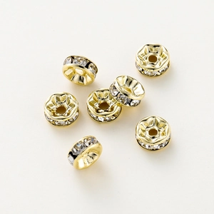 Cuentas espaciadoras de diamantes de imitación bañadas en oro 14K para joyería DIY