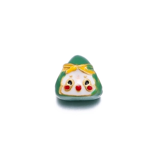 Detailed view of 3D green Zongzi charm with cute face expression and enamel finish