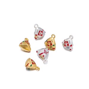 Detail of alloy rice dumpling charms with Fu character in gold and silver finish