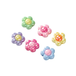 Colorful acrylic flower beads with pearl finish for DIY jewelry and hair accessories