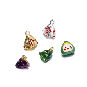 Detail of alloy Zongzi pendants with colorful enamel coating and lucky Fu character