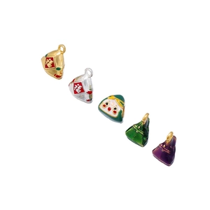 Alloy Enamel Zongzi Rice Dumpling Charms Fortune Character Smiling Face Pendants For Handmade DIY Jewelry Making Accessories
