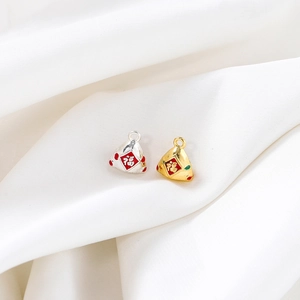 Zongzi shape alloy charms with Fu character in gold and silver for DIY jewelry