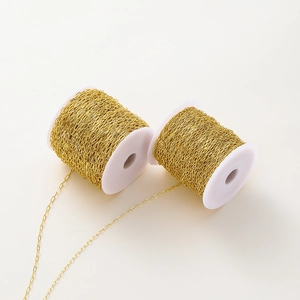 Two rolls of 18K gold plated oval link chain for DIY jewelry making and craft supplies