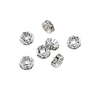 Separadores de rueda plateados con diamantes para bisutería DIY de oro de 14K