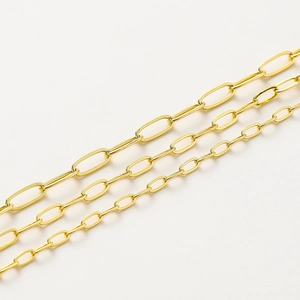 Detailed comparison of 18K gold paperclip chains in three different size specifications