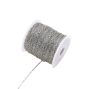 Silver oval link chain roll for DIY jewelry making with polished metallic finish