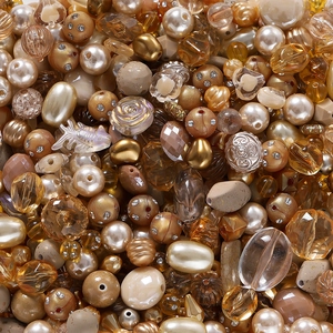Vintage Acryl- und Metallperlen Mix in Champagner und Gold für DIY Schmuckherstellung