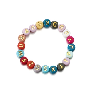 Bunte runde Buchstabenperlen mit goldenen Buchstaben für DIY Schmuck und Armbänder