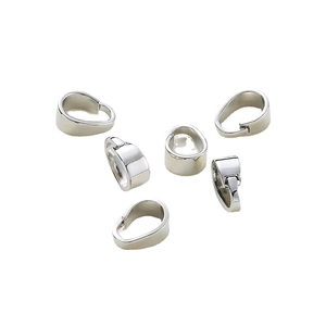 Set of six silver-plated pinch bails for necklace pendants with high-polish finish