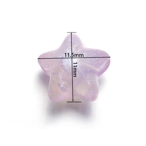 Sparkly purple acrylic star beads for DIY jewelry making 11.5mm star craft charms
