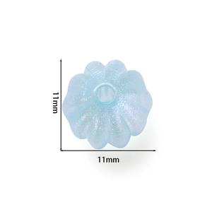 Macro shot of 11mm light blue pumpkin acrylic bead with frosted texture for DIY jewelry