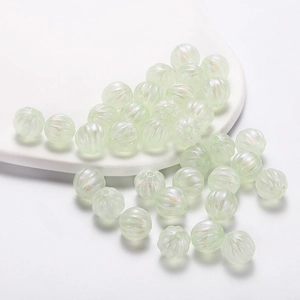 Light green iridescent pumpkin acrylic beads for DIY necklaces and bracelets