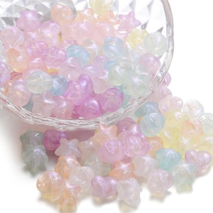 Acrylic Pearlescent Beads Mixed Colors Iridescent Star Heart Pumpkin Shaped Loose Beads For DIY Jewelry Making Accessories