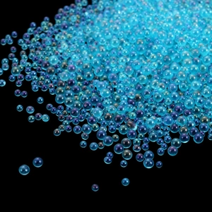 Iridescent Glass Bubble Beads No Hole Transparent Seed Beads For DIY Nail Art Jewelry Making Phone Case Decoration