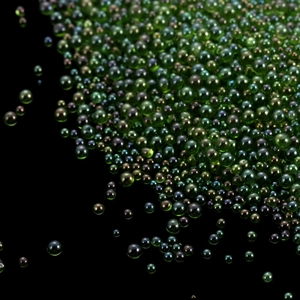 Iridescent forest green glass bubble beads for DIY resin jewelry and nail art crafts