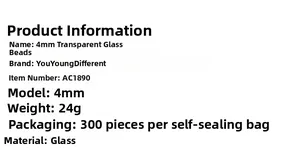 Spécifications des perles en verre transparent 4mm avec taille et paquet de 300pcs