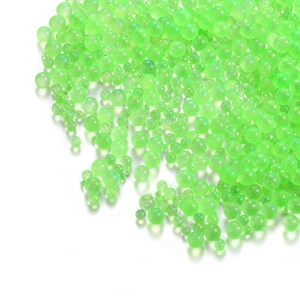 Fluorescent green glass bubble beads for DIY jewelry and nail art crafts
