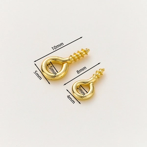 18K gold plated eye pins with screw thread for DIY jewelry making in two sizes