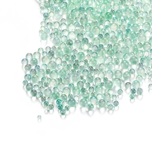 Iridescent mint green glass bubble beads for DIY nail art and craft decoration