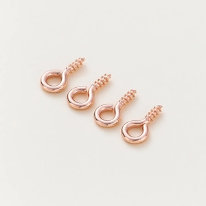 Four rose gold plated eye pins for DIY jewelry making pendants with screw threads