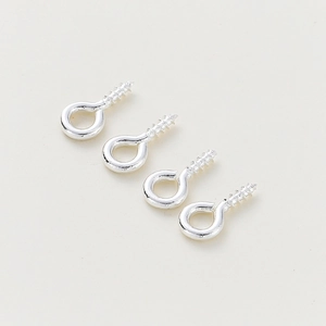 Polished silver screw eye pins for DIY jewelry making and pendant attachments