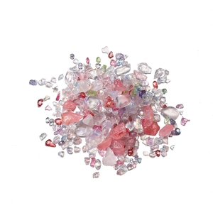 Colorful irregular crystal glass stones for DIY crafts and nail art filling on white base