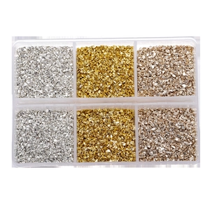 Cristal triturado metálico DIY en caja de 6 rejillas para resina y arte de uñas
